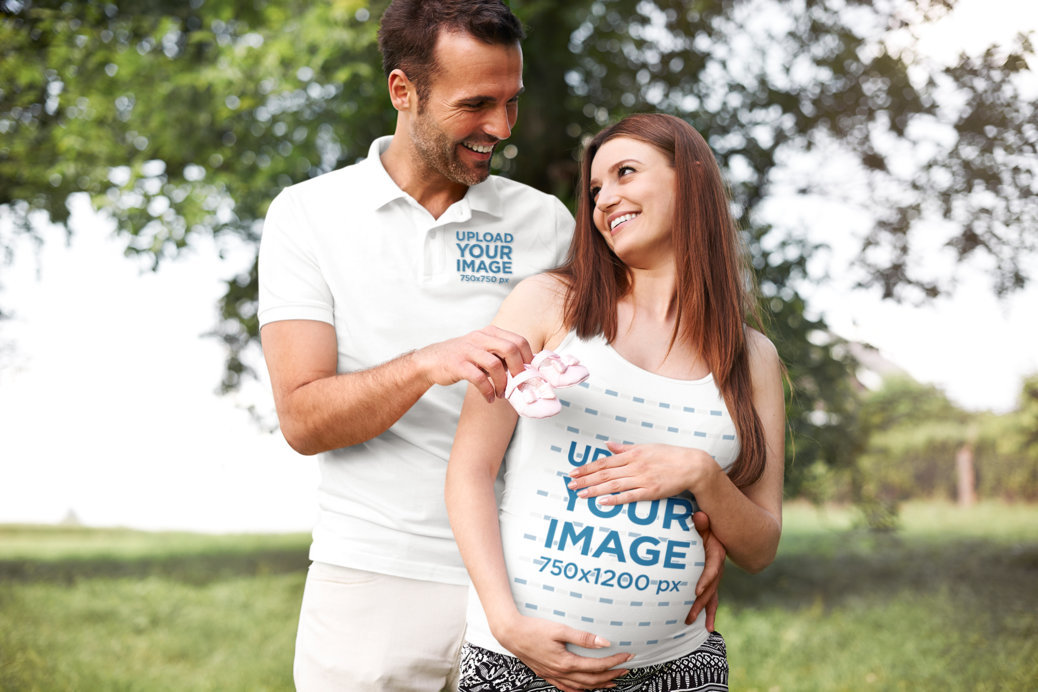 Polo Shirt and Tank Top of a Loving Couple Expecting Their Baby