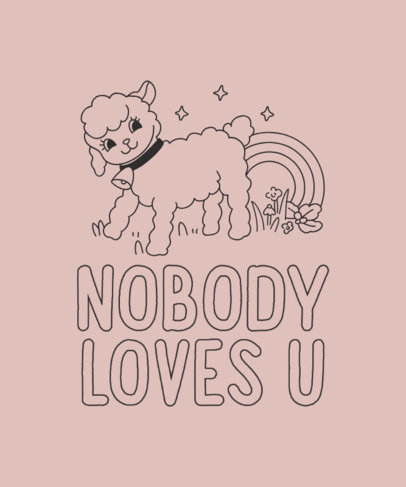 T-Shirt Design Template Featuring a Cute Little Lamb 3264g