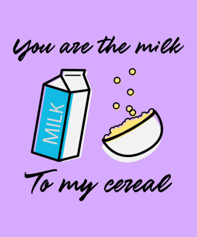 T-shirt Design Maker for Valentine's Day Couples with Milk and Cereal Graphics