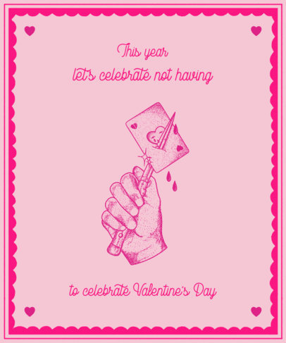 Illustrated T-Shirt Design Template with an Anti-Valentine's Day Quote