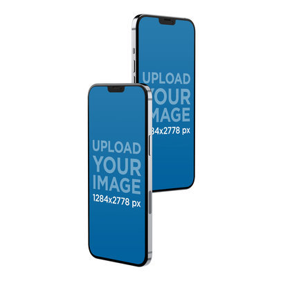 Mockup of Two iPhones 12 Pro Max with a Plain Background