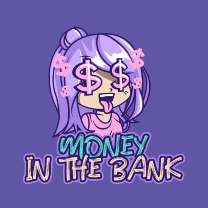 Twitch Emote Logo Creator Featuring a Girl with Money Symbols 3959b