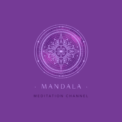 Logo Template for a Meditation Channel Featuring Mandala Art Graphics 