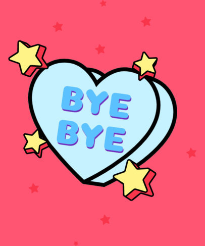 T-Shirt Design Template Featuring a Goodbye Message and a Heart Graphic 3262j