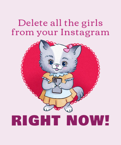 Illustrated T-Shirt Design Maker for Valentine's Day with a Lovely Kitten Illustration