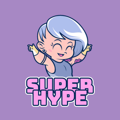 Cartoonish Twitch Emote Logo Maker Featuring a Hyped Girl