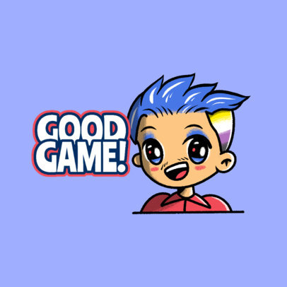 Twitch Emote Logo Template Featuring a Gamer with Rainbow Hair