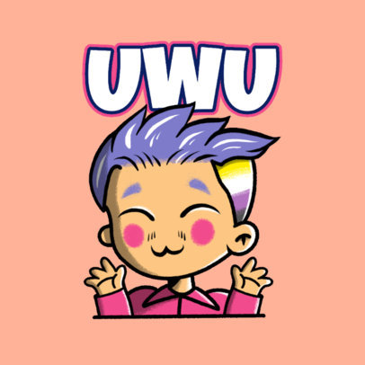 Kawaii-Style Twitch Emote Logo Maker Featuring a Nonbinary Character 3964d