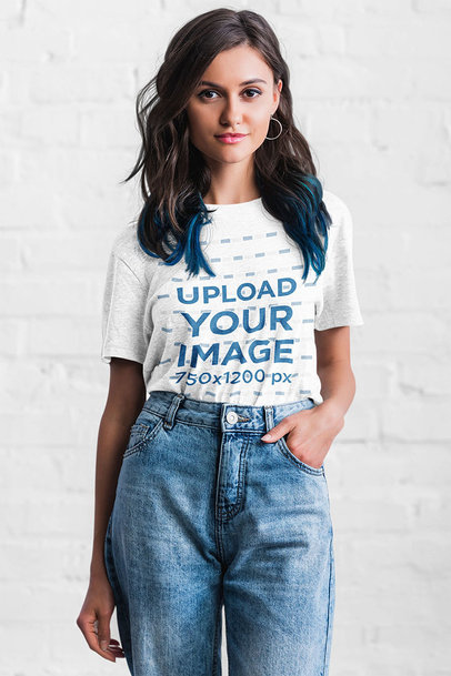 Heather Tee Mockup of a Woman with Dyed Hair Posing 45698-r-el2