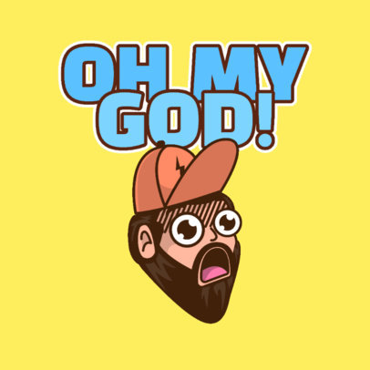 Twitch Emote Logo Template Featuring a Surprised Man