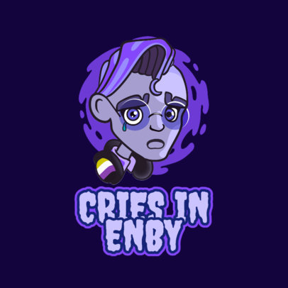 Twitch Emote Logo Creator with a Crying Non-Binary Character 3960g