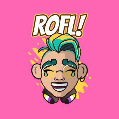 Twitch Emote Logo Maker Featuring a Laughing Non-Binary Character