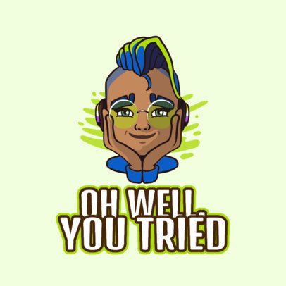 Twitch Emote Logo Generator with a Non-Binary Gamer Cartoon