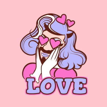Twitch Emote Logo Generator Featuring a Fun Character in Love