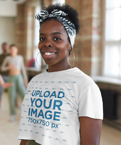 Crop Top Mockup of a Happy Woman in a Dance Lesson