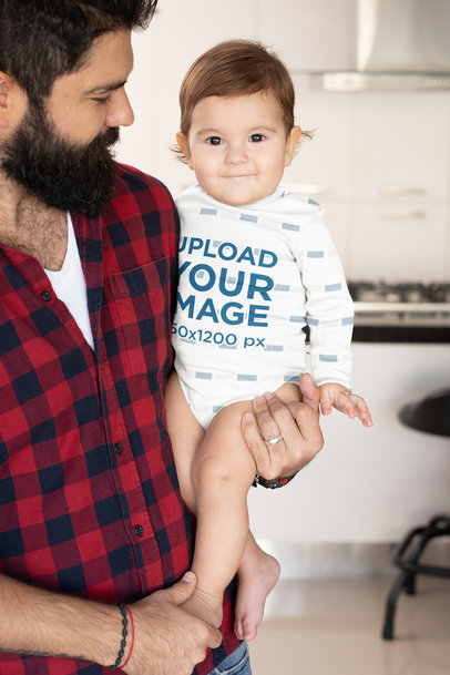 Onesie Mockup of a Proud Dad Holding His Baby Boy m983