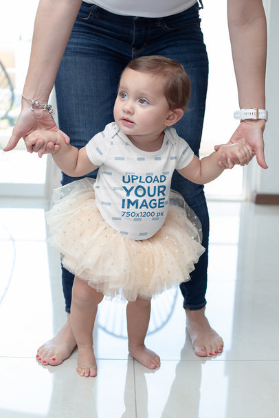 Sublimated Onesie Mockup of a Girl Wearing a Tutu