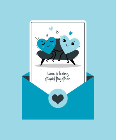 Valentine's Day T-Shirt Design Maker Featuring a Lovely Couple of Hearts