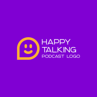 Podcast Logo Template Featuring a Smiling Dialogue Globe