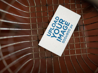 Business Card Mockup Lying in a Metal Basket a15027