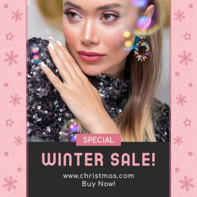 Instagram Post Template for a Winter Sale with Snowflake Graphics