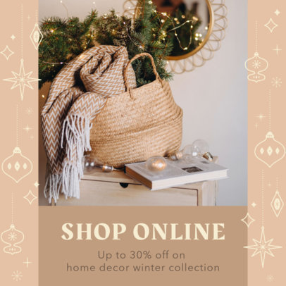Instagram Post Template Featuring Christmas-Graphic Frames for Online Discounts