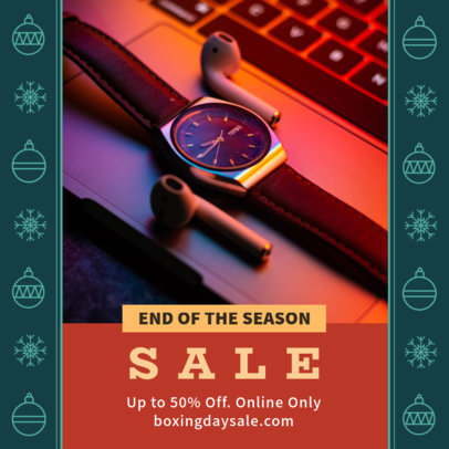 Instagram Post Template for an End-of-Season Sale with Christmas Sphere Graphics 3283k