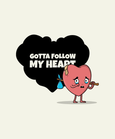 Illustrated T-Shirt Design Creator for Valentine's Day with a Sad Heart