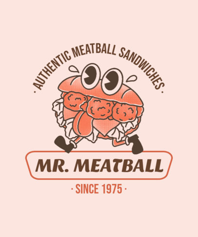 Foodie T-Shirt Design Template with a Cartoon Character Graphic