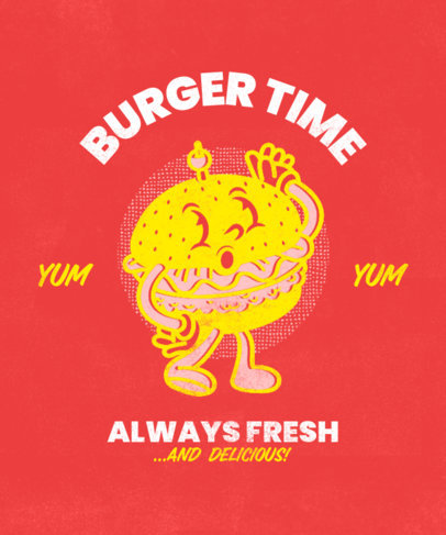 T-Shirt Design Maker Featuring a Retro Burger Cartoon 