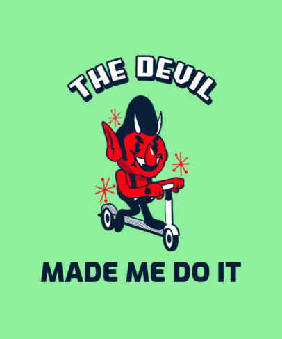 Quote T-Shirt Design Maker Featuring a Devil Riding a Scooter