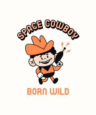 Retro T-Shirt Design Maker Featuring a Cowboy with a Space Gun