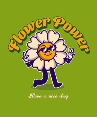 Cartoonish T-Shirt Design Template with a Peaceful Quote