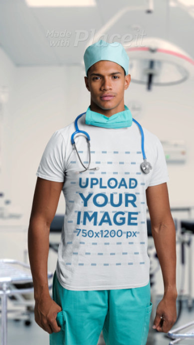 Parallax Video of a Male Nurse Wearing a T-Shirt in a Hospital 