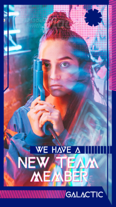 Gaming-Themed Instagram Story Video Maker for a New Team Member Announcement 