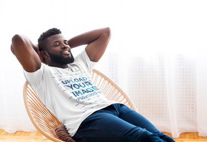 T-Shirt Mockup Featuring a Man Relaxing on an Acapulco Chair 46346-r-el2
