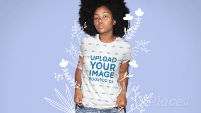 Sublimated T-Shirt Video of a Woman Surrounded by Animated Flowers