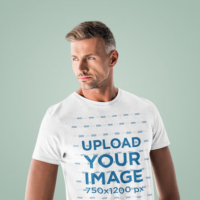 T-Shirt Mockup Featuring a Cool Man with Grey Hair 46023-r-el2