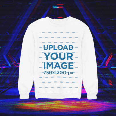 Sweatshirt Mockup Featuring a Cyberpunk Background m1016