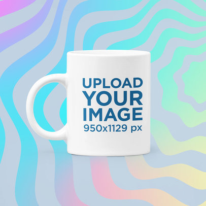 11 oz Coffee Mug Mockup Featuring an Abstract Illustrated Background