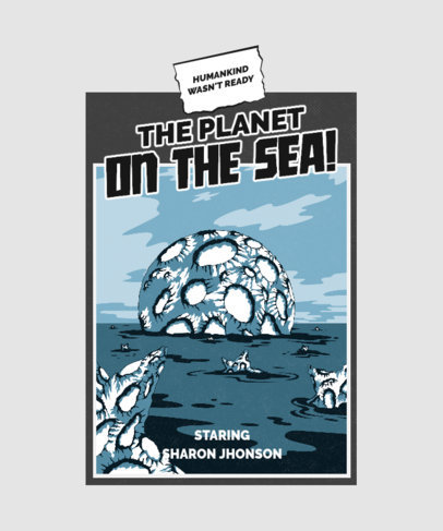 Illustrated T-Shirt Design Template with a Sci-Fi Comic Book Cover 3382c-el1