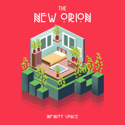 Album Art Maker for Indie Music Artist Featuring an Isometric Bedroom Illustration 3313b