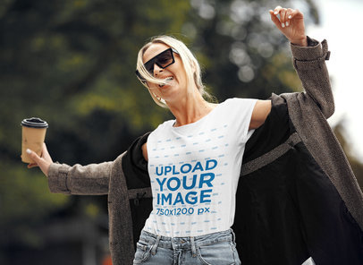 T-Shirt Mockup of a Stylish Woman Having Fun 41361-r-el2