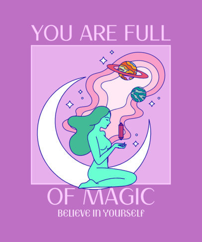 T-Shirt Design Template Featuring a Magic Quote and a Woman Illustration 