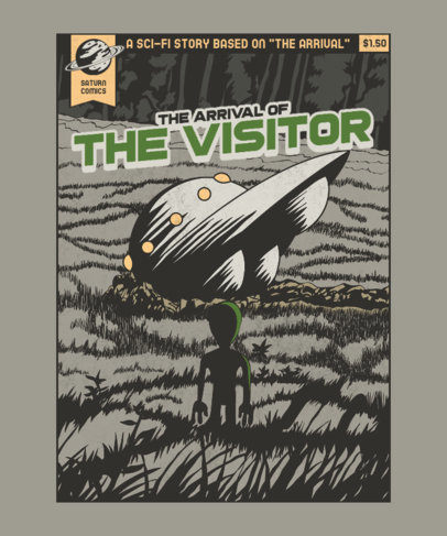 T-Shirt Design Maker Featuring an Old School Alien Spaceship