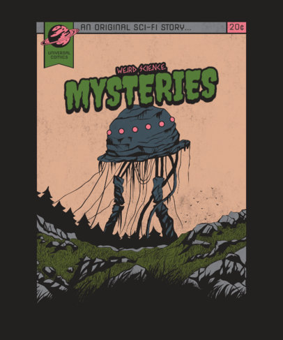 T-Shirt Design Maker for Sci-Fi Enthusiasts with an Illustration of an Alien Machine