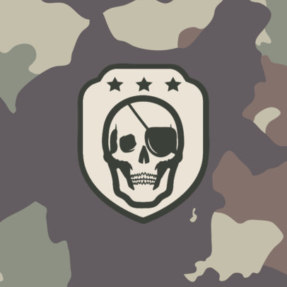 Patreon Profile Picture Design Templat with a Skull Graphic and a Camo Background 3388e-el1