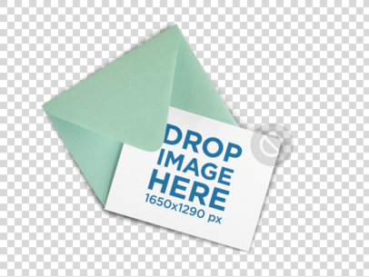 Mockup of an Invitation Lying with an Envelope on a Transparent Surface