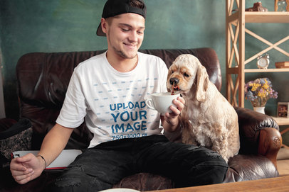 T-Shirt Mockup of a Happy Man With His Dog 46560-r-el2