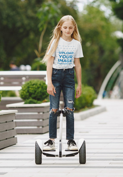 T-Shirt Mockup of a Girl Riding a Hoverboard 41355-r-el2